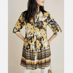 Bl-nk London Tunic hadley button front floral womens Yellow (medium) office